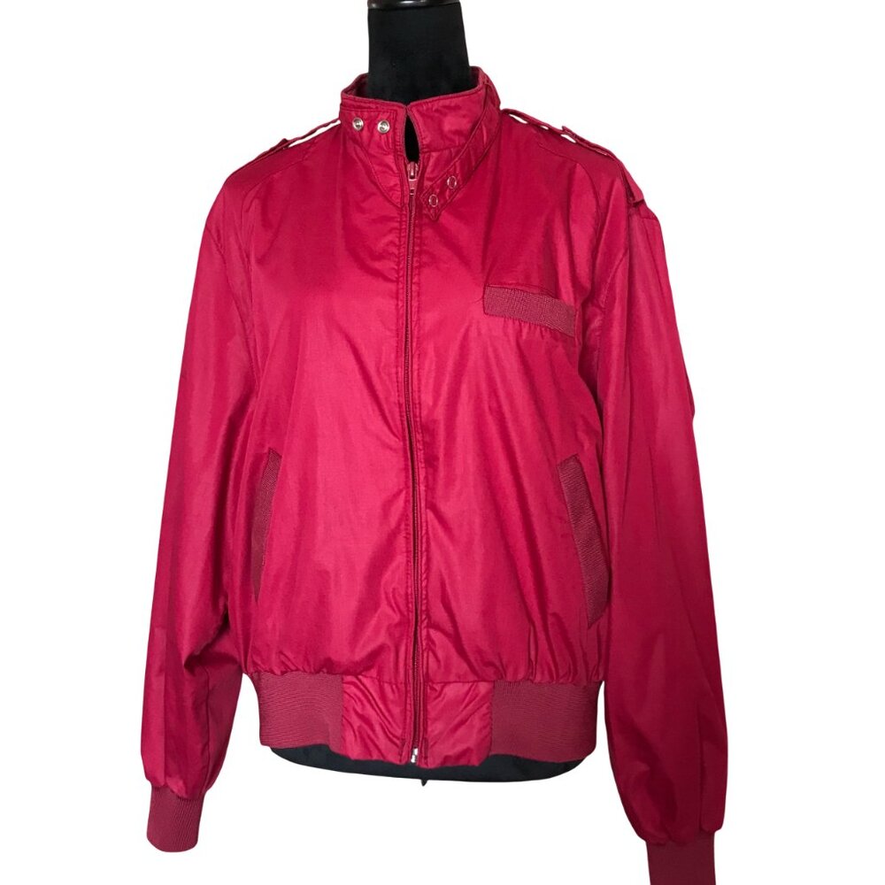 LakeForest Full-Zip Windbreaker Jacket, Fully Lined Raspberry Dark Pink Size XL
